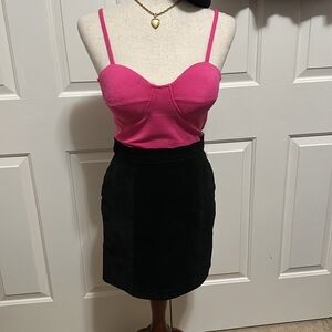 Genuine Suede Leather mini skirt | Color: black | Size: small